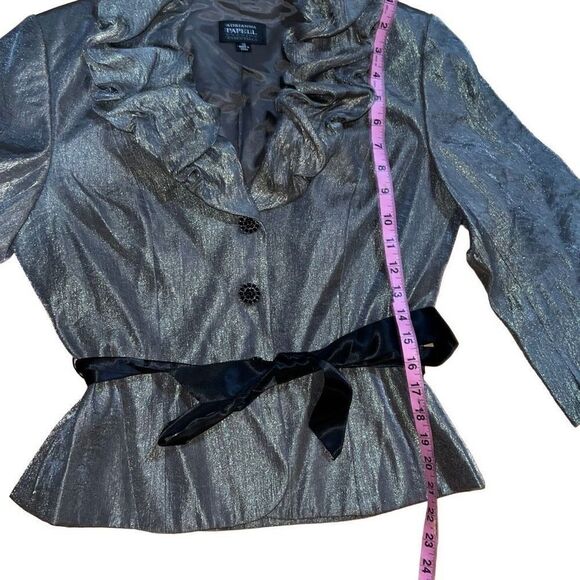 New Adrianna Papell Victorian Ruffled Metallic Gold Evening Dress Topper Women - Picture 7 of 7